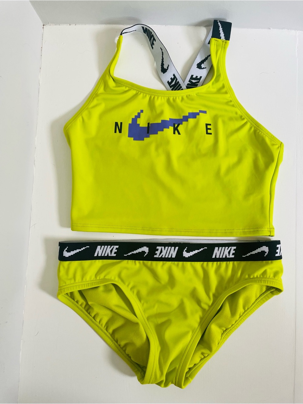 Nike Swim Big Girls Cross Back Midkini Set Bright Cactus Size Medium